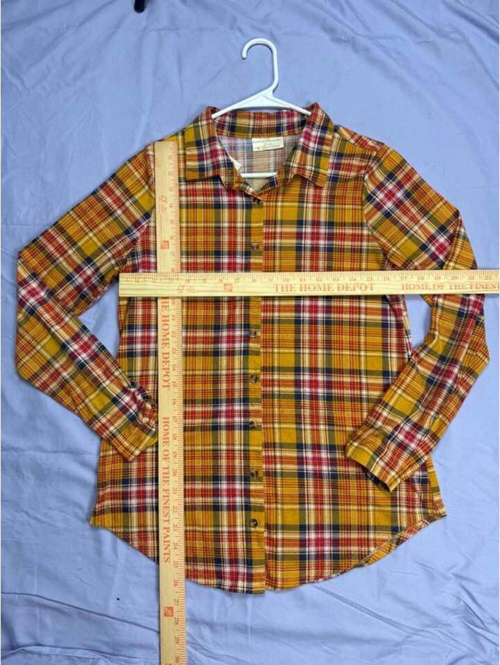 Bobbie Brooks Women’s Medium Plaid Flannel Button Up Shirt Mustard Fall Cottage